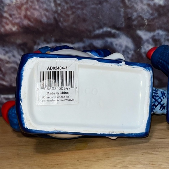 Bico China Ceramic Snowman Sugar Bowl and Creamer Christmas Snowflake Blue - Picture 12 of 12